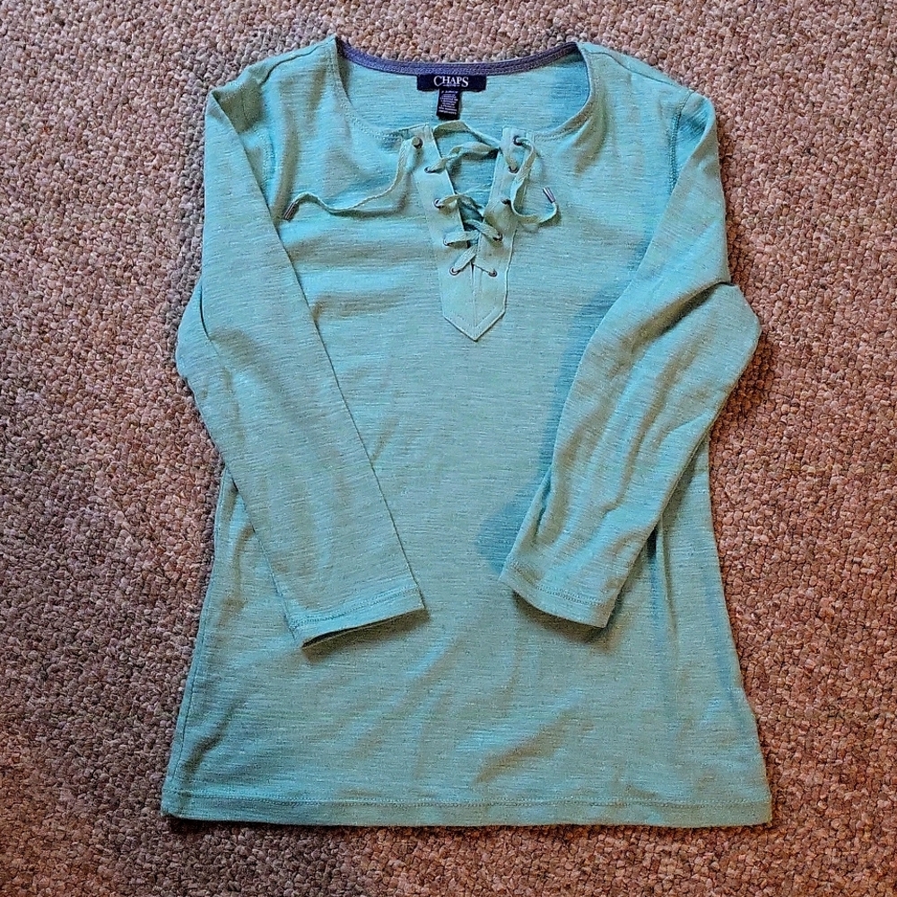 Chaps tie up shirt with 3/4 sleeve New without tags